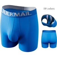 10 Color Jockmail Long Boxers Ice Silk 3D Hanging Mesh Bag U Convex Anti-drift Separation Sexy Ropa Interior Hombre Panties