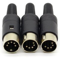 3pcs/lot Solder Connector 5Pin DIN Male Plug with Plastic Handle