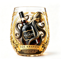 Octopus Embossed Whiskey Glass Vintage Gold Pattern Rum Spirits Cup Bar Home Decor Gift