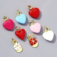 5pcs/Lot Colorful Enamel 3D Peach Heart DIY Charms Wholesale Unique Baseball Cap Necklace Pendant Jewelry Women Bracelet Making