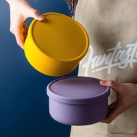 1pcs silicone round rice bowl household portable outdoor lunch box 700ml large capacity lunch box insulation box.