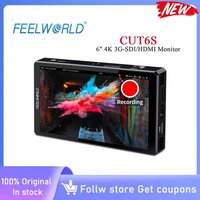 FEELWORLD CUT6S 6 inch 4K 3G-SDI/HDMI Touchscreen On-Camera Monitor Recorder / Monitor 3D LUT Support for Live Stream Recording