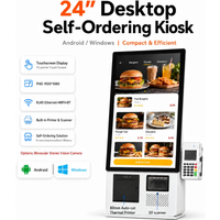 24-inch 1920*1080 touch screen self-service ordering Kiosk, Android and Windows POS Menu, 2D Scanner 80mm Auto-cut printer