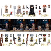 MOC Military Soviet Soldier Figures Building Block Army Commander Infantry Officer Major Warrior PPS Gun Hat Bricks Boy Toy Gift