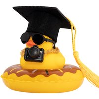 Rubber Duck Dashboard Decorations Camera Duck Car Accessories for Car Ornament with Mini Hat Swim Ring Necklace and Sunglasses