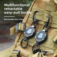 1-5PCS Outdoor Portable Retractable Keychain Heavy Duty Tactical ID Badge Reel Strap Holder Universal Retractable Cord KeyRing