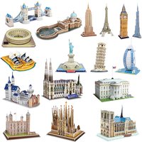 DIY Paper 3D Puzzle Model World Attractions Construction Children's DIY Intellectual Development Educational Toys for Kids