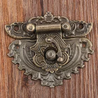 1pc Antique Bronze Hasp Latch Jewelry Wooden Box Lock Mini Cabinet Buckle Case Locks Decorative Handle 50*56mm