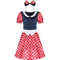 Mouse Dress Costume Women Summer Adult Cartoon Mouse Clothes Headband Set Halloween Cosplay Costumes