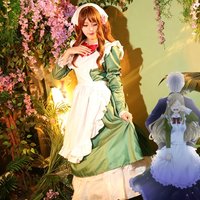 Anime Hetalia World Stars Elizaveta Hedervary Cosplay Costume Women Green Dress Lolita Maid Uniform Halloween Clothes