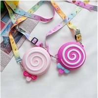 Silicone Round Candy Kids Crossbody Bag Cute Girls Lollipop Shoulder Messenger Bag Adjustable Strap Children's Small Coin Purse