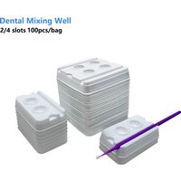 100pcs Dental Mixing Well 2/4 Holes Disposable Plastic Mixing Trays for Mixing Materials Pigment Cups Dentistry Plate Supplies