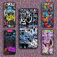 Cool Colorful Graffiti Phone Case For Samsung S 25,24,23,22,30,21,10,9,Ultra,Plus,Lite,FE,4,5 G Black Soft Case