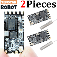 TENSTAR 2pcs Black HC-12 433Mhz SI4438 Chip Wireless Serial Port Module 1000m With Antenna Replace Bluetooth