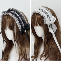 Japanese Style Black White Piano Keys Lolita Lace Bow Hair Band With Music Notes Gothic Headwear Lolita Hair Accessory