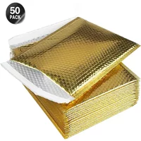 50 Pcs Golden Bubble Mailers Pink Poly Bubble Mailer Self Seal Padded Envelopes Gift Bags Laser Packaging Envelope Bags for Book