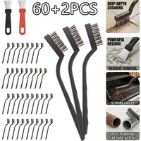 60Pcs Wire Brush Set Industrial Toothbrush Mini Copper Steel Wire Brush Stainless Steel Wire Brush Dirt Hard Cleaning Metal Rust