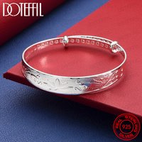 925 Sterling Silver Fish Flower Bangle Fashionable Party Jewelry Accessories for Women
