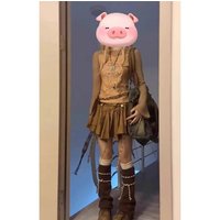 Brown Gingham Skirt Women's Summer 2026 Post-Apocalyptic Western Irregular Sash Pleated Skirt High Waist A-Line Skirt