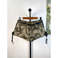 Design Y2k Camouflage A Word Short Skirts Culottes Women's Summer New Straps Bow Denim Shorts Skirt