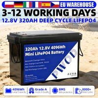 EU-Lager 320Ah 12V LiFePO4 Batteriepack 12,8V Wiederaufladbare Lithium-Eisenphosphat-Batterie DIY 24V 48V für Wohnmobil-Solarstrom-Camping