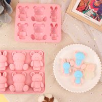1 Silicone Cake Mold in the Shape of Cute Bears and Rabbits, Suitable for Making Chocolate, Cakes, Puddings, Jellies, Cartoon Bear Candies, Cake Decorations, Bear Candles, Handmade Soaps, Crafts, and