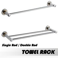 Bathroom Wall Mounted Towel Rack Stainless Steel 50cm 60cm Double Single Bar Storage Shelf for Home Shower