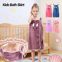1pc Cute Bunny Ears Kids Bath Skirt , 6-12Y Girls Microfiber Bath Towel Wrap, 250gsm Soft Absorbent Skin-Gentle