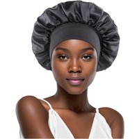 Women's Satin Solid Bonnet Wide Brim Elastic Band - Unisex Night Sleeping Bathing Hair Care Cap for Hair Protection