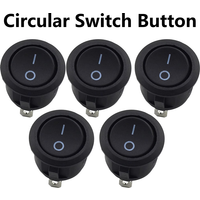 5PCS Black 2 Pin ON/OFF Round Rocker Switches 6A/250VAC 10A125VAC 20mm Diameter Plastic Push Power Button Switch Toggle Switch