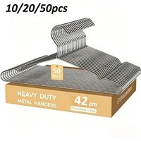 10/20/50PCS Heavy Duty Stainless Steel Hangers, 16.5 Inch Ultra Thin Space Saving for Clothes Wardrobe, Polished Metal Hangers
