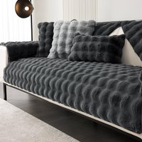 Thicken Imitation Rabbit Fur Plush Sofa Slipcover Non-slip Soft Sofa Towel Couch Cushion For Living Room Modern Home Decor image 4