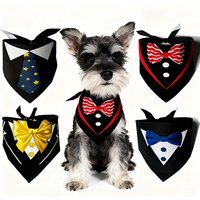 Formal Dog Bandana Set,Tuxedo Bow Tie Pet Triangle Scarf, Wedding Birthday Party Costume Accessory, Washable Kerchief