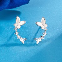 925 Sterling Silver Engagement Party Jewelry Ladies Zircon Butterfly Women Stud Earrings Friends Elegant Gift Money 925