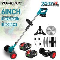 YOFIDRA Elektrischer Rasenmäher, kabelloser Garten-Grasschneider, 100-135 cm Länge, Schneidwerkzeug für Makita 18-21V Akku.