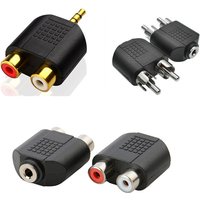 1/2pcs 3.5mm Audio Stereo Jack Female To 2 RCA Male /3.5mm Male to 2-RCA Female /3.5mm Female to 2-RCA Female Connector Adapter