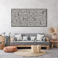 1pc Extra Large Modern Abstract Islamic Canvas Painting Wall Art, Frameless 99 Names of Allah Wall Art Living Room Decortions