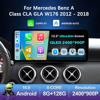 Android 16 Navigation GPS Car Radio Multimedia Player for Mercedes Benz A Class CLA GLA W176 2012 - 2018 QLED Touch Screen 4G BT
