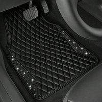 5Pcs Car Mat Set Imitation Leather Sparkling Rhinestone Decorative Car Accessories Waterproof Dirt-Resistant Car Floor Mats
