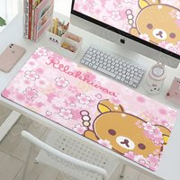 Pink Rilakkuma Office Laptop Non-slip Deskmat XXL Speed Gamer Keyboard Carpet Washable Kawaii Anime Little Bear Rubber Mouse Pad