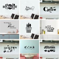 1 pc Drop Shipping bon appetit and kitchen Wall Stickers Creative For Kids Rooms Decoration Decal Creative Stickers