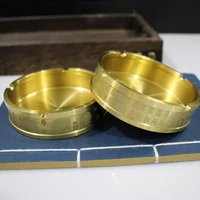 1PC Office Desktop Vintage Holder Brass Metal Round Tabletop Car Decoration Ashtray Portable Outdoor Cinzeiro