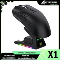 ATTACK SHARK X1 53g Superlight Gaming Mouse with Touchpad RGB Charging Dock, PixArt PAW3395PRO Gaming Sensor, 40000 DPI๏ผTri-Mode