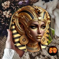 2D Flat Egyptian Queen Cleopatra Metal Wall Art, Round Vintage Pharaoh Headdress Decorative Tin Sign, Retro Ancient Egypt Goddes