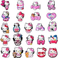 5-23PCS MESUCA Hello Kitty Shoe Charm Wholesale PVC Decor Buckle Sandal Clog Bag Wristband Detachable Waterproof To XMAS Gift