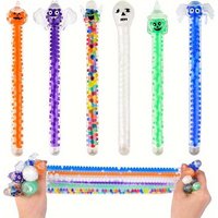 1/6 Pcs Halloween Pumpkin Squeeze Toys Colorful Beaded Stretchy Rubber Bracelets Toy Stress Relief Novelty Halloween Gifts