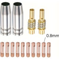 14-Piece Set 15Ak Mig Protective Nozzle European-Style Welding Torch Accessories Nozzle High Temperature Resistant X Protective Cover Mig/Mag Welding Machine Contact Tip