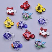 2pcs/Lot Fashion Ocean Animal Glass Tropical Fish Charms For Jewelry Making Earrings Necklace Pendant DIY Sea Clownfish Pendants