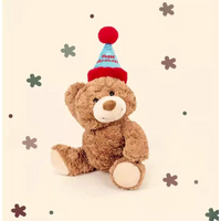 Cute Soft Fluffy Birthday Hat Teddy Bear Stuffed Toy for Girlfriend Valentine's Day Gift for Child Birthday Gift Sleep Partner