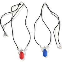 Cross-border European and American minimalist Demon Hunter stone resin pendant DIY blue and red gemstone pendant necklace